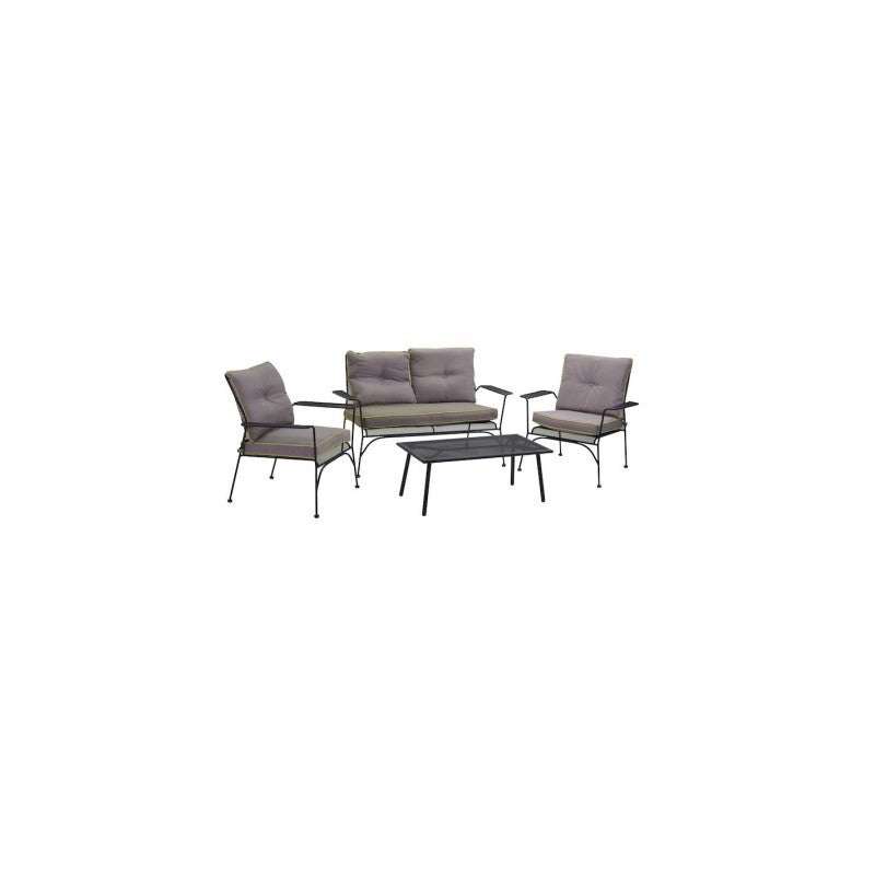 Anthracite aluminum garden lounge set with 4-piece TARANTO Gray cushions