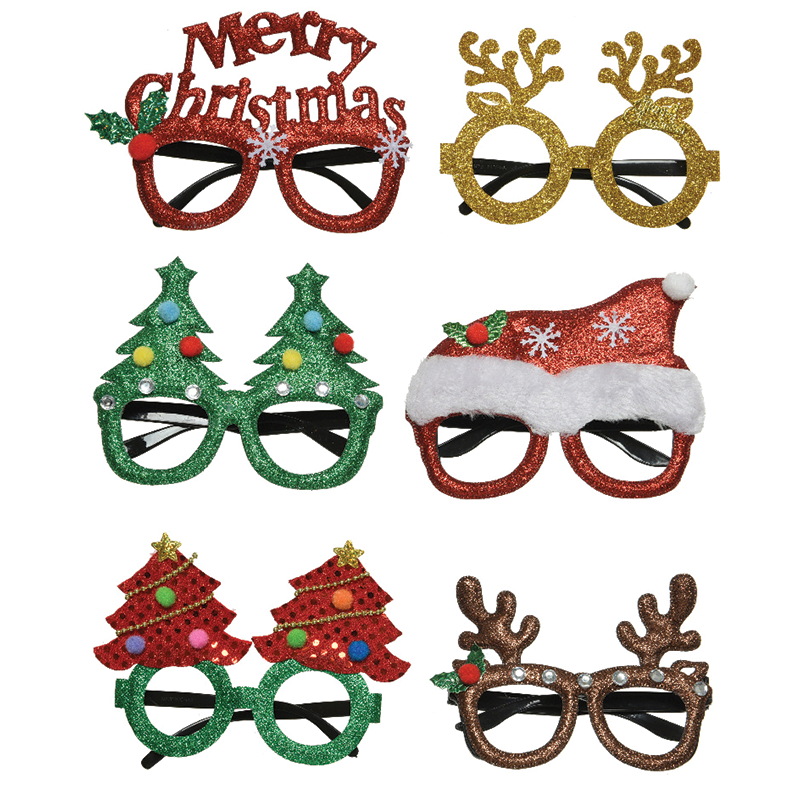 Assorted fake Christmas glasses