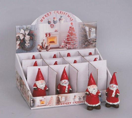 Expositor De Velas Cm.11 Papá Noel/Muñeco De Nieve Sombrero De Gnomo Rojo Decoración navideña surtida