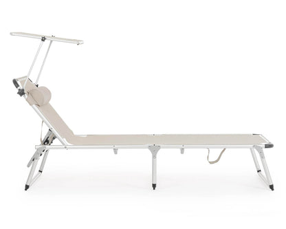 Folding Sun Lounger with Gray Ice Canopy - 193x76x31 cm