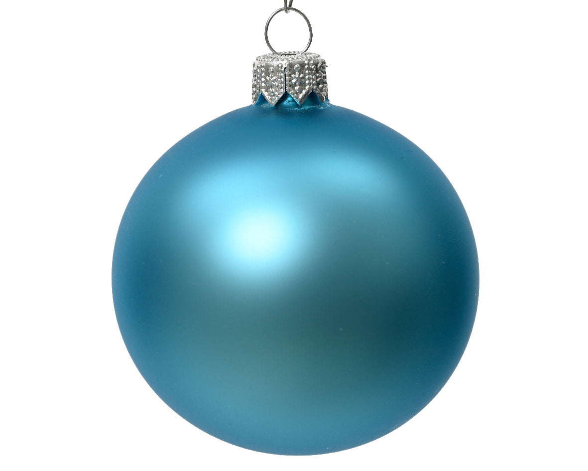 Blue Sugar Matte Glass Christmas Ball Ornament ø 8cm