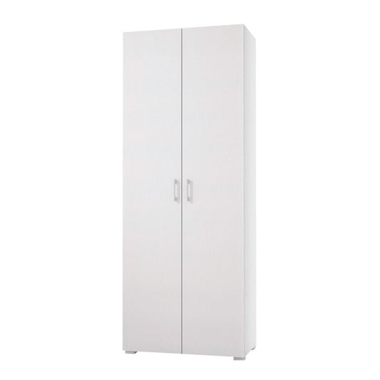 Multipurpose wardrobe with 2 doors, 1 drawer and 6 internal shelves, white doors