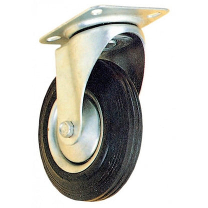 Industrial rubber wheel with 125 mm roller bearing and swivel plate