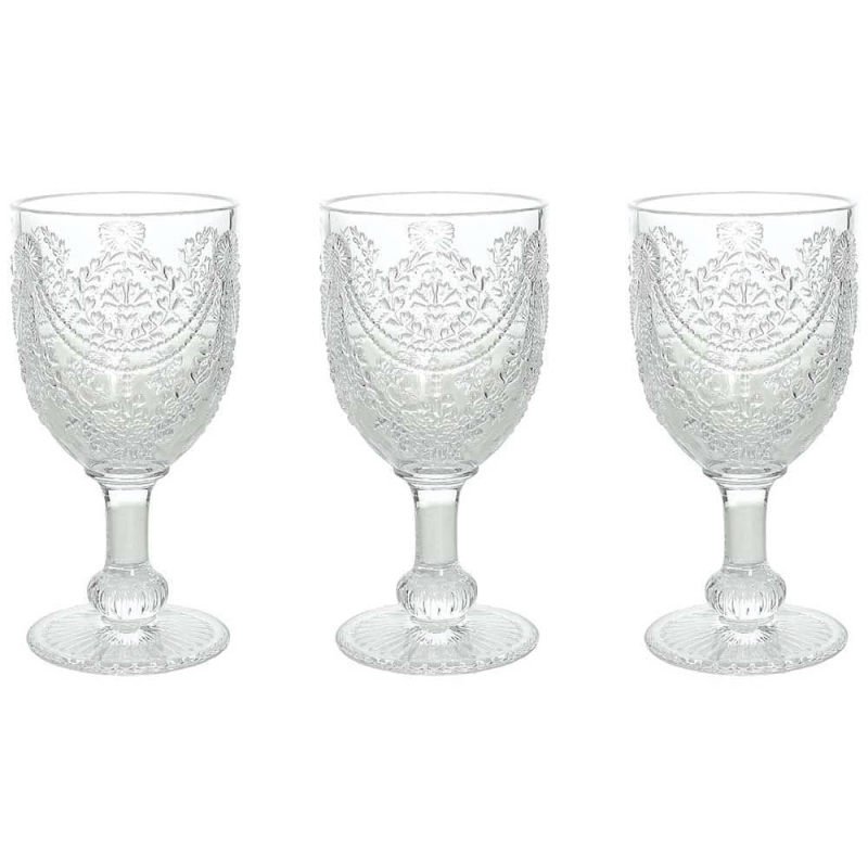 Set 3 elegant Savoy goblets in transparent glass 320 cc