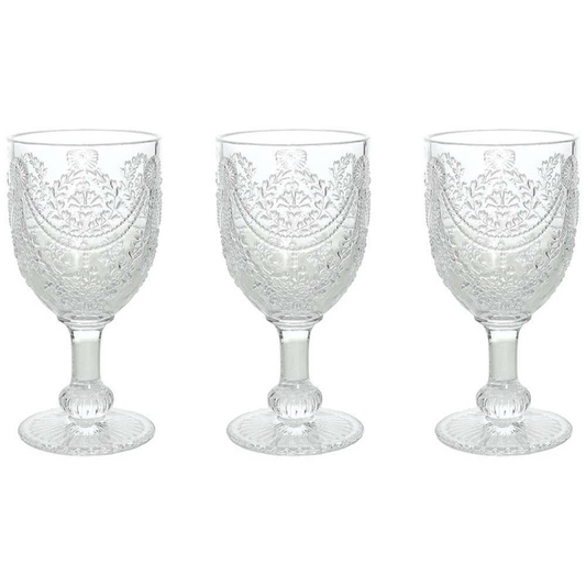 Set 3 elegante Savoy-Kelche aus transparentem Glas 320 cc