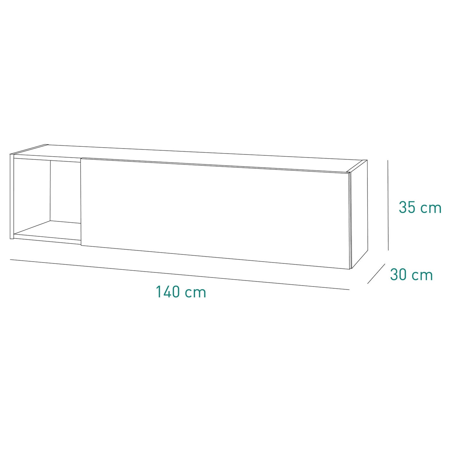 Unidad de pared Vittoria con 1 puerta y 1 compartimento