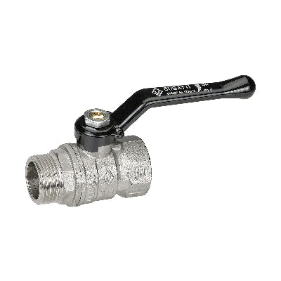 MF ball valve with lever for precise flow control.