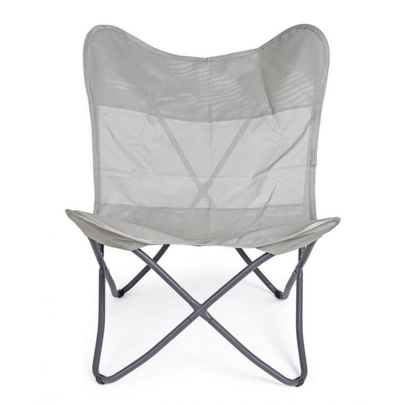 Folding beach chair in Natural BUTTERFLY GABICCE textilene 77.5x81x h89 cm