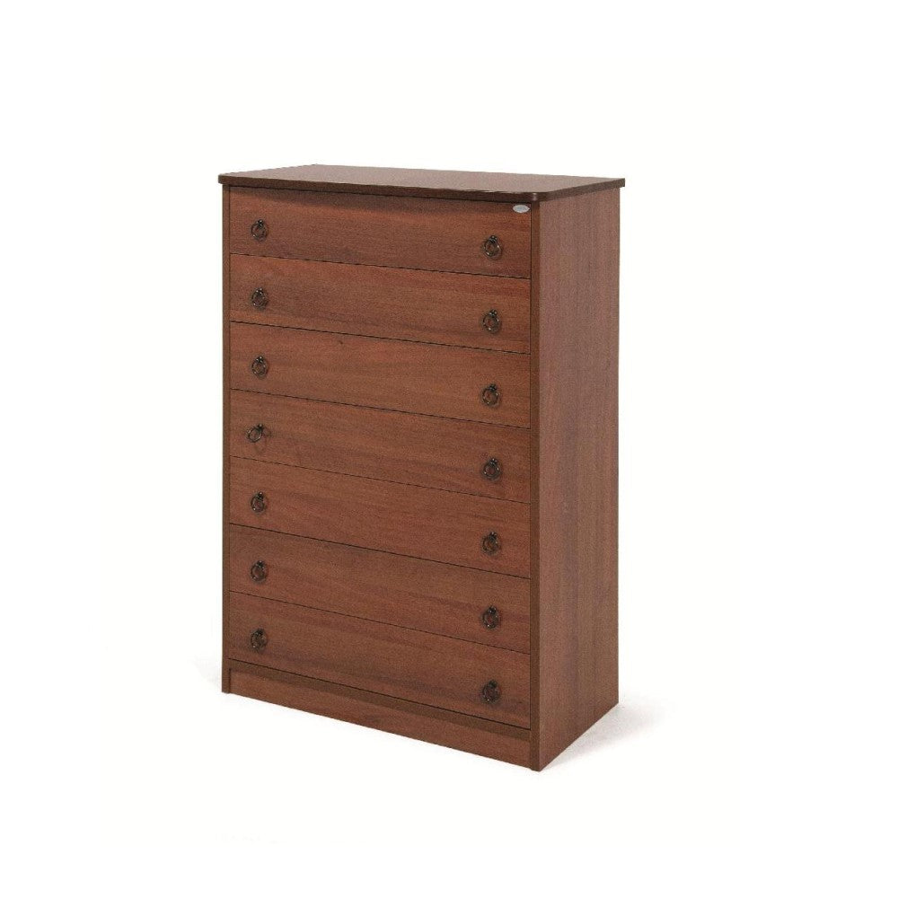 Antique Walnut chest of drawers in melamine wood with 7 drawers H.127x76x41 cm