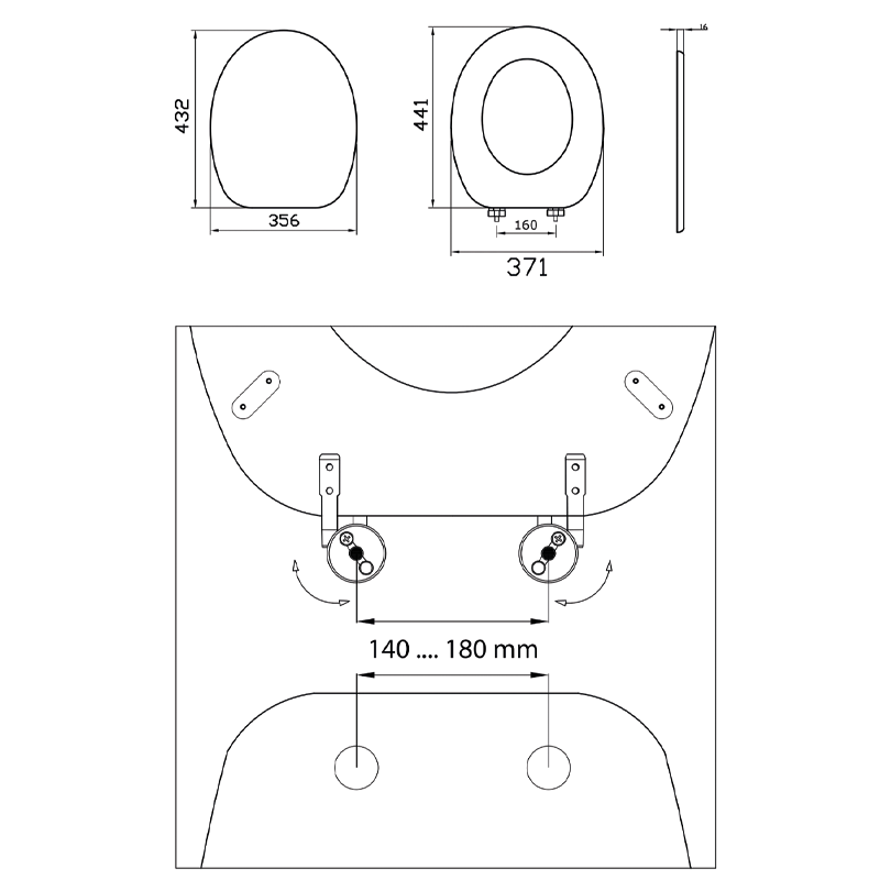 Universal-WC-Sitz aus taubengrau lackiertem MDF-Holz