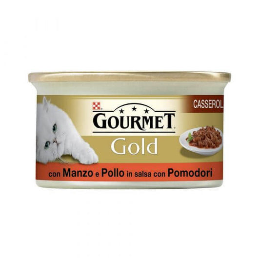 Gourmet Gold Doble Placer Con Gato De Res Y Pollo Mojado Gr. 85