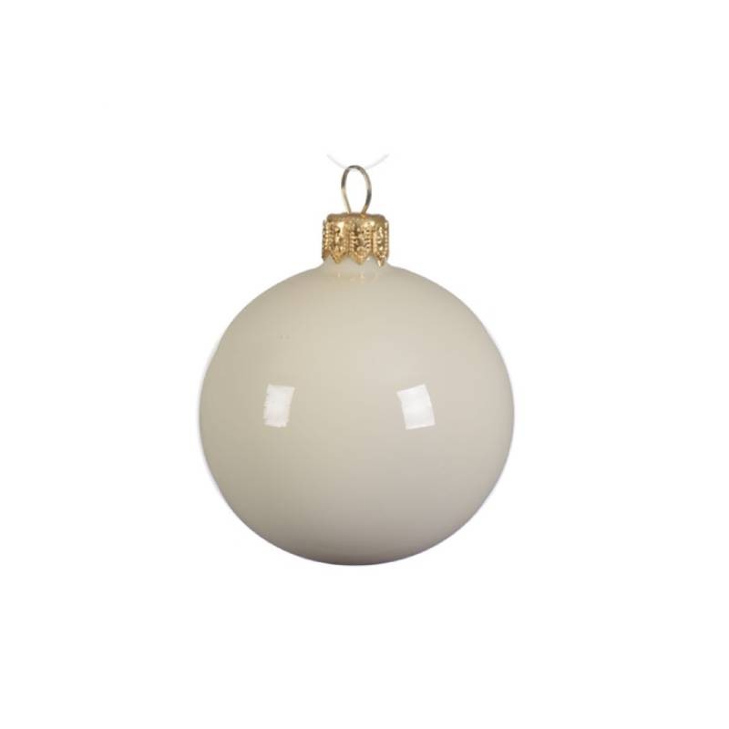 Bola de Navidad en cristal blanco lechoso cm 8