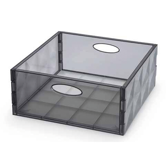 Caja de cristal gris transparente H 14x31x31 cm