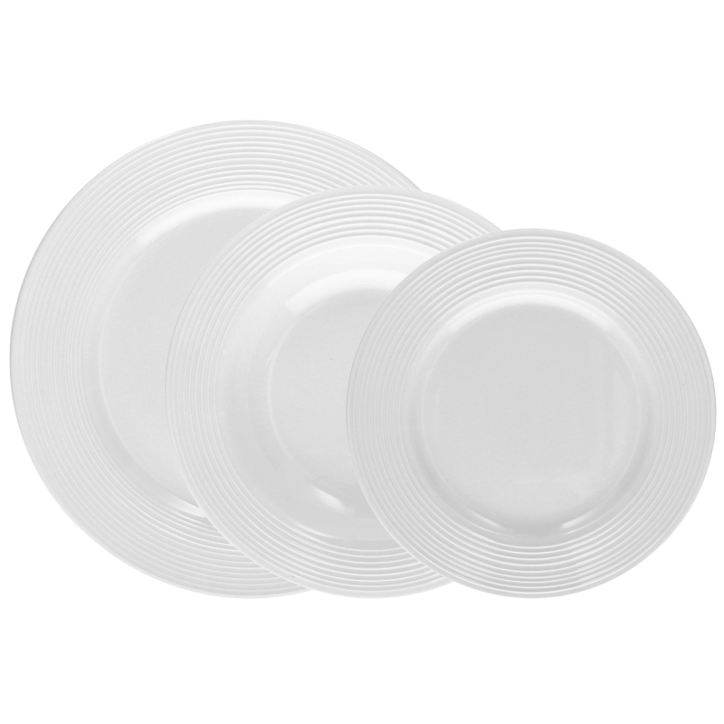 Vajilla Circles de 18 piezas en porcelana blanca