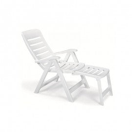 Five-position resin deck chair with White QUINTILLA extension 108x60x h108 cm