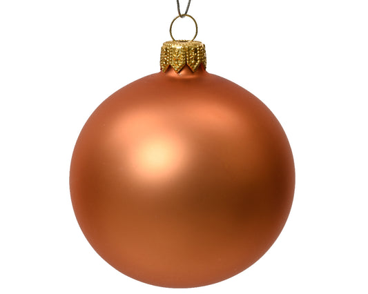 8cm Matte Copper Red Glass Christmas Ball Ornament