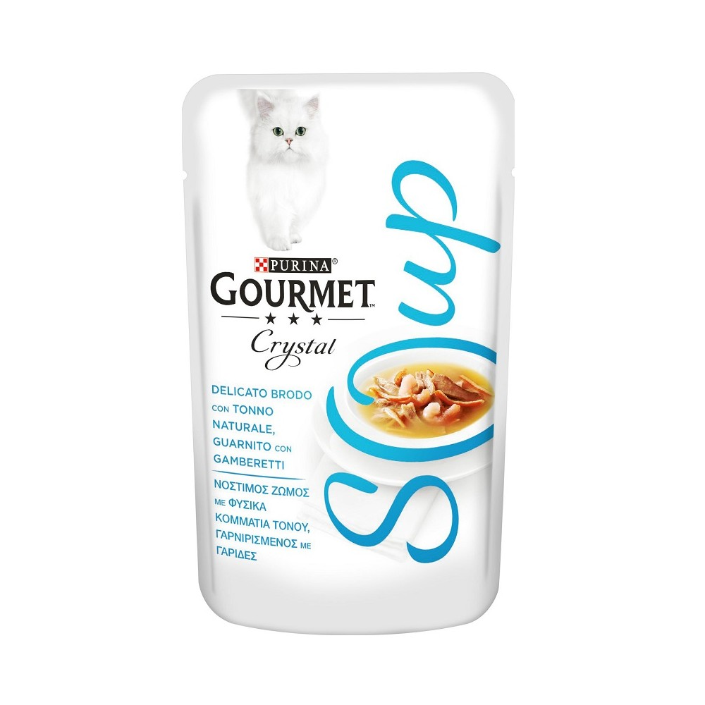 Sopa Cristal Gourmet con atún y gambas Purina 40 gramos