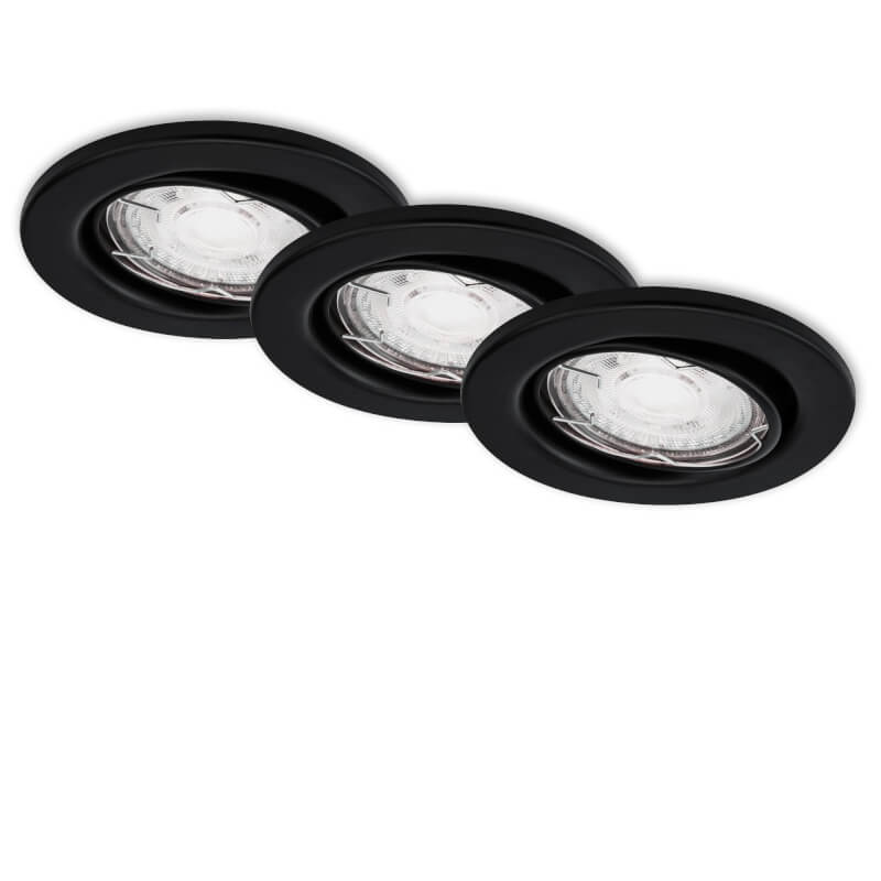 Set of 3 recessed luminaires Ø 8.6 cm GU10 5W 460lm - black color