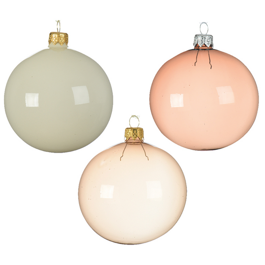 Assorted Christmas balls transparent pink - light pink - milk white Ø8 cm