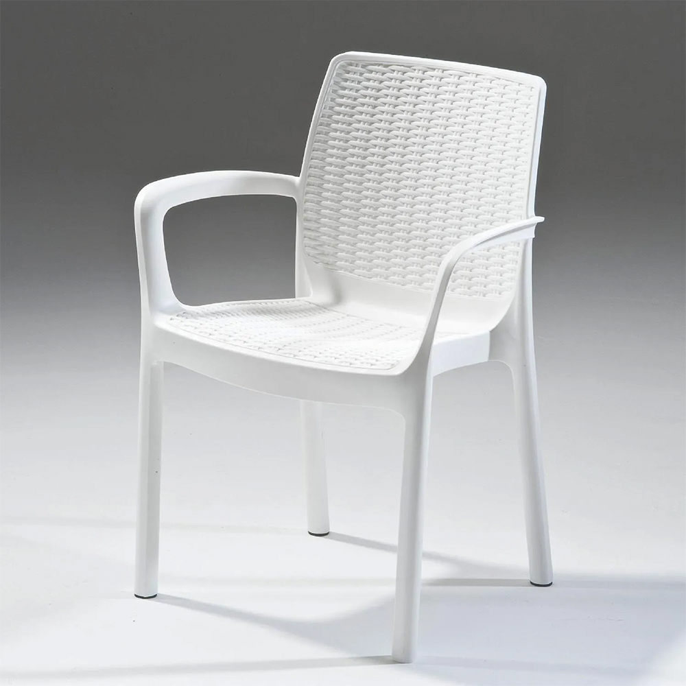 Balii -Sessel im schockfesten Harz Polyrattan White Effect 58x55x83 cm