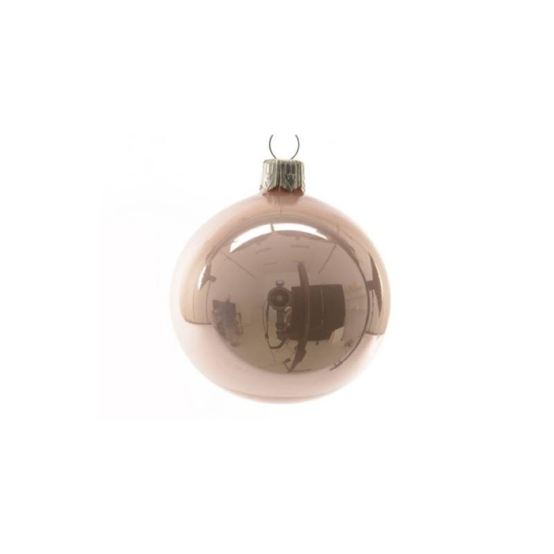 Christmas tree decoration. Glossy pink glass ball 6 cm