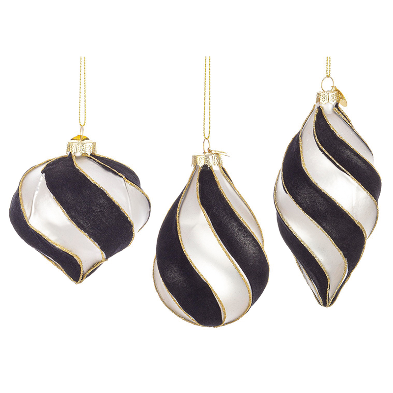 Assorted black - gold - white MONOCHROME glass pendants