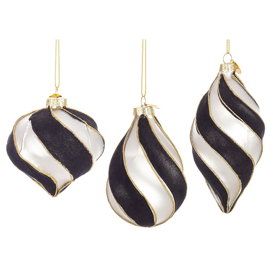 Assorted black - gold - white MONOCHROME glass pendants