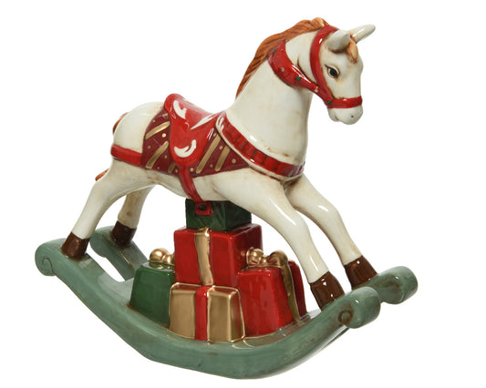 Caballo de balancín de Dolomita Esmaltada L 20.5 x P 6 x A 19 cm