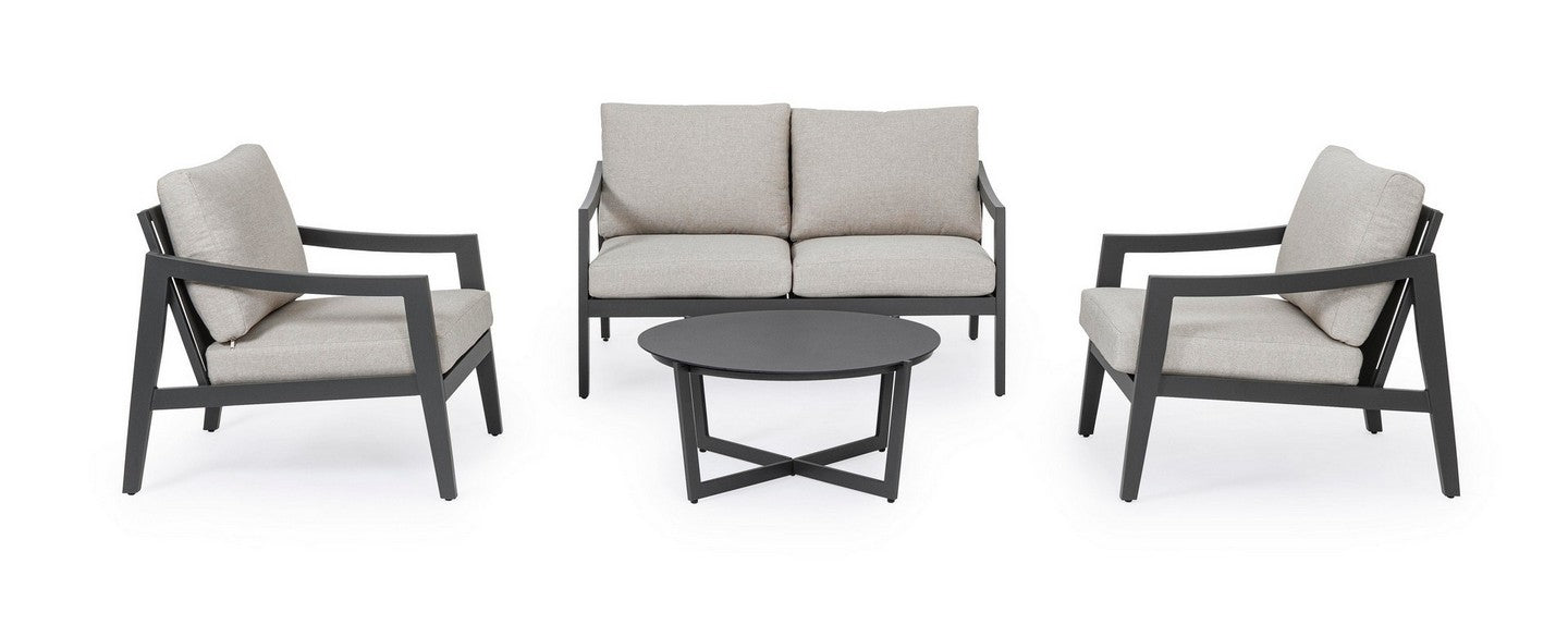 Sirenus anthracite gray 4-piece lounge garden set with cushions