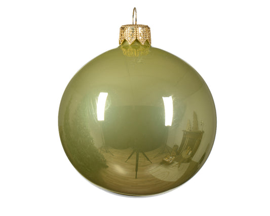 Weihnachtsglasjuwel emaillierter Pistaziengrüner Christbaumschmuck ø 6cm