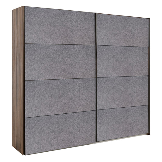 Audace 2 Sliding Door Wardrobe Walnut/Grey - 223x250x67 cm