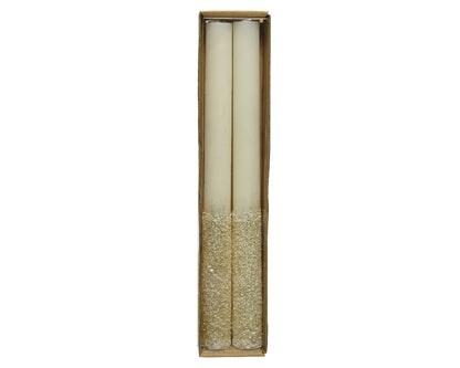 Gold candles with glitter H 25 cm