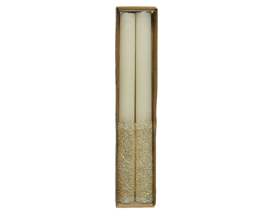 Velas doradas con purpurina Alt. 25 cm