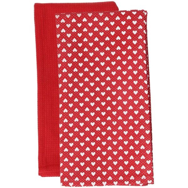 Set of 2 Red Cotton Kitchen Towels 50x70 cm