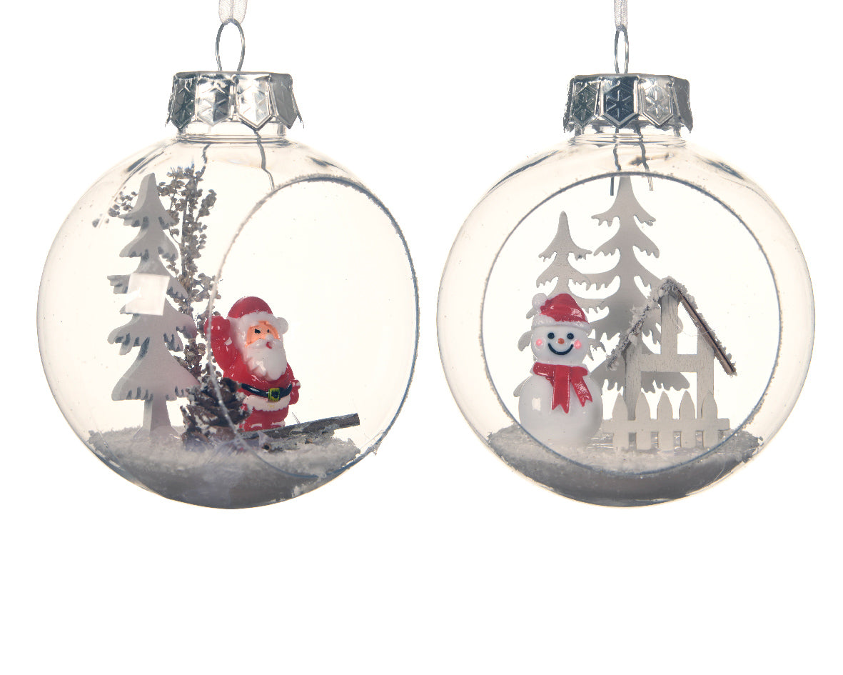 Adorno navideño transparente irrompible paisaje interior 8cm x ø 8cm