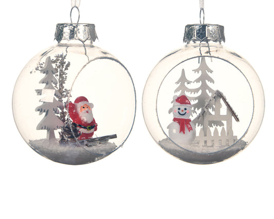 Adorno navideño transparente irrompible paisaje interior 8cm x ø 8cm