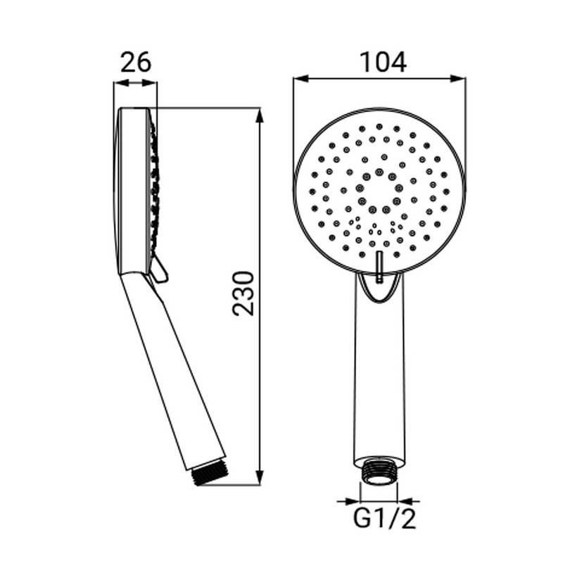 3-jet chrome shower with water saving - Zante Series