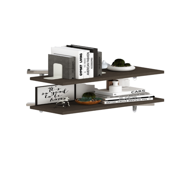 Wall-mounted Shelves in Fango Color, 2.2x120x23cm