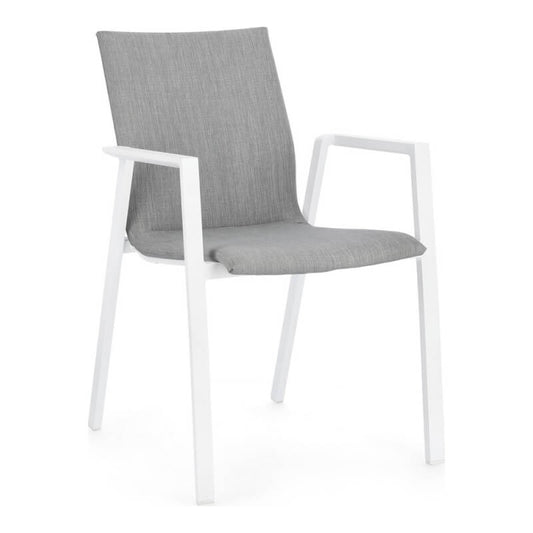 Silla Odeon Con Reposabrazos Blanco Y Gris