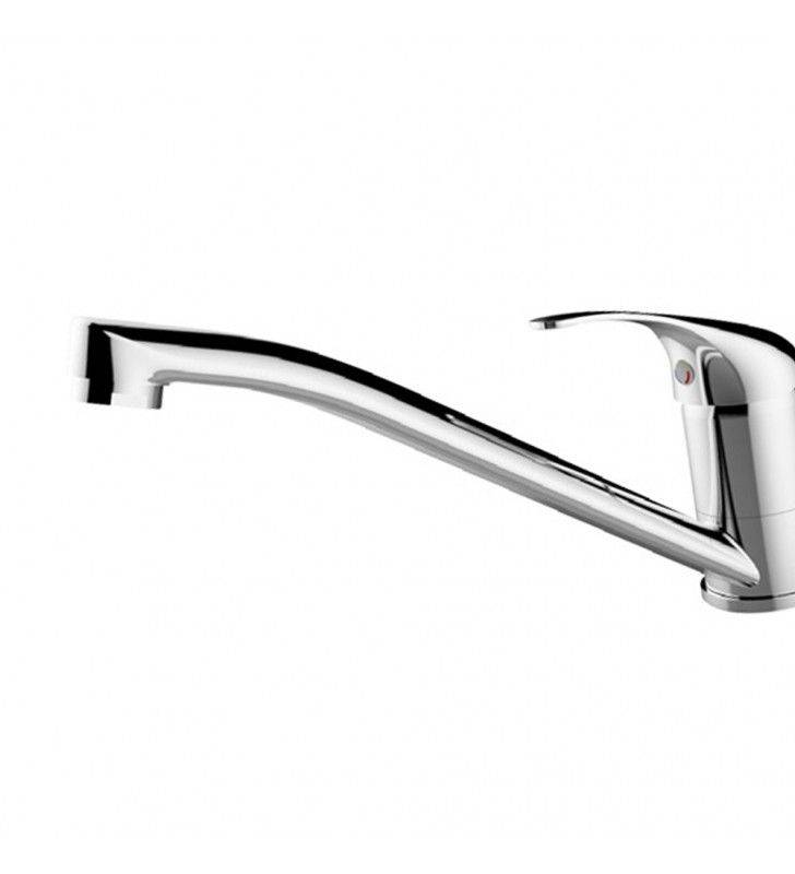 Eva series sink tap with swivel spout and chrome finish.