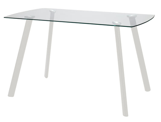 Mesa fija Maura Bianco con tapa de cristal y patas de metal 130x75x76