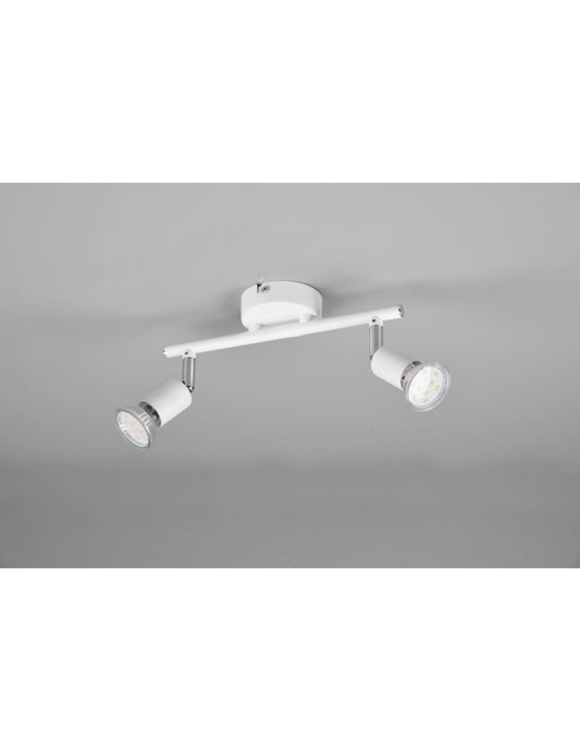 Paris White Adjustable GU10 Double Spot Lamp by Trio Lighting.