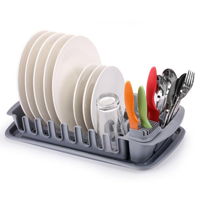 Dish drainer with gray CleanKit drip tray