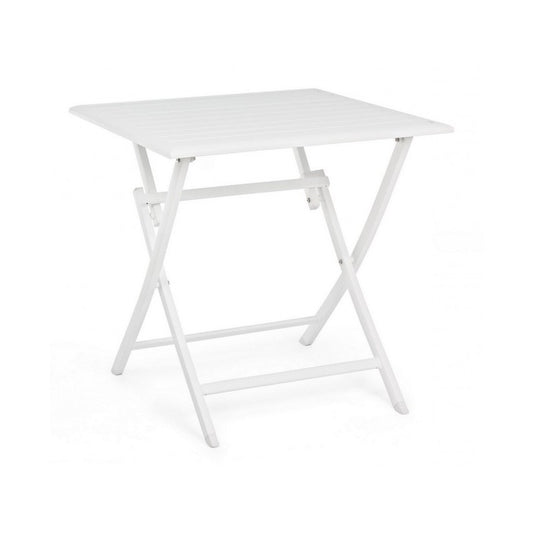 Folding outdoor table in White ELIN aluminum 70x70x h71 cm