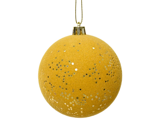 Christmas Bauble Scratch-resistant Faux Fur Balloon with Sequins, Light Gold Color, 8cm x 8cm x 8cm x 8cm