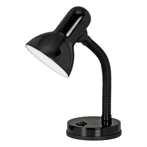 Verstellbare Tischlampe zum Lernen, Lesen und Büro mit E27-Basisfassung, Farbe Schwarz.