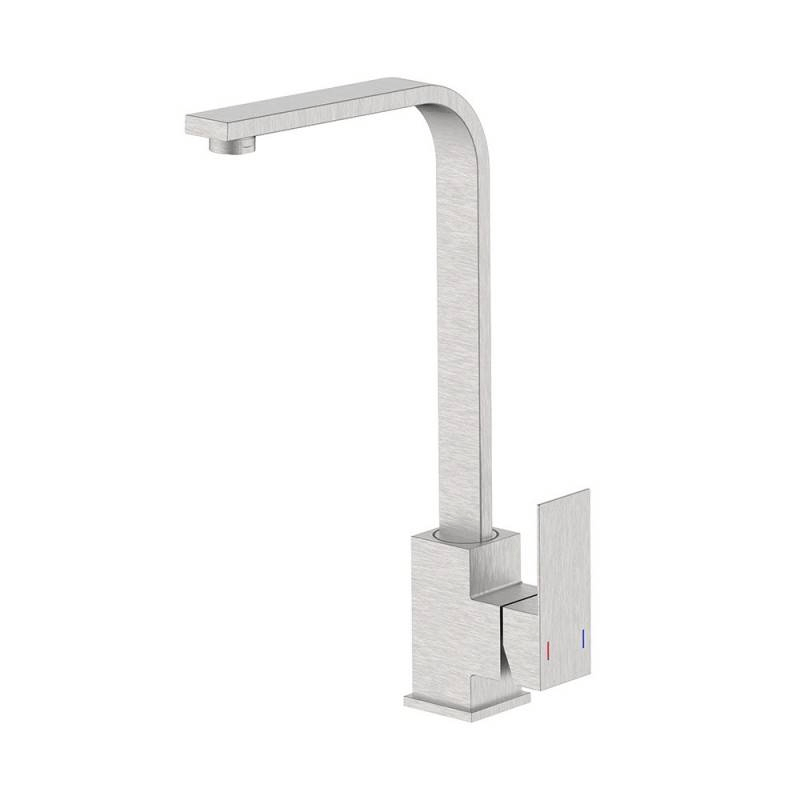 Manhattan Series High Spout Sink Faucet In Brushed Steel With Water Saving