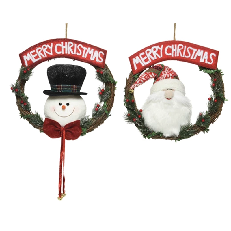 Polyester ghirlando with snowman or Santa Claus Ø 35 cm