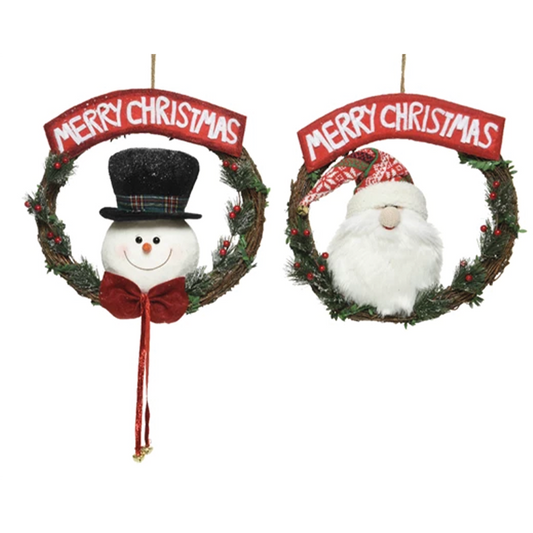 Polyester ghirlando with snowman or Santa Claus Ø 35 cm