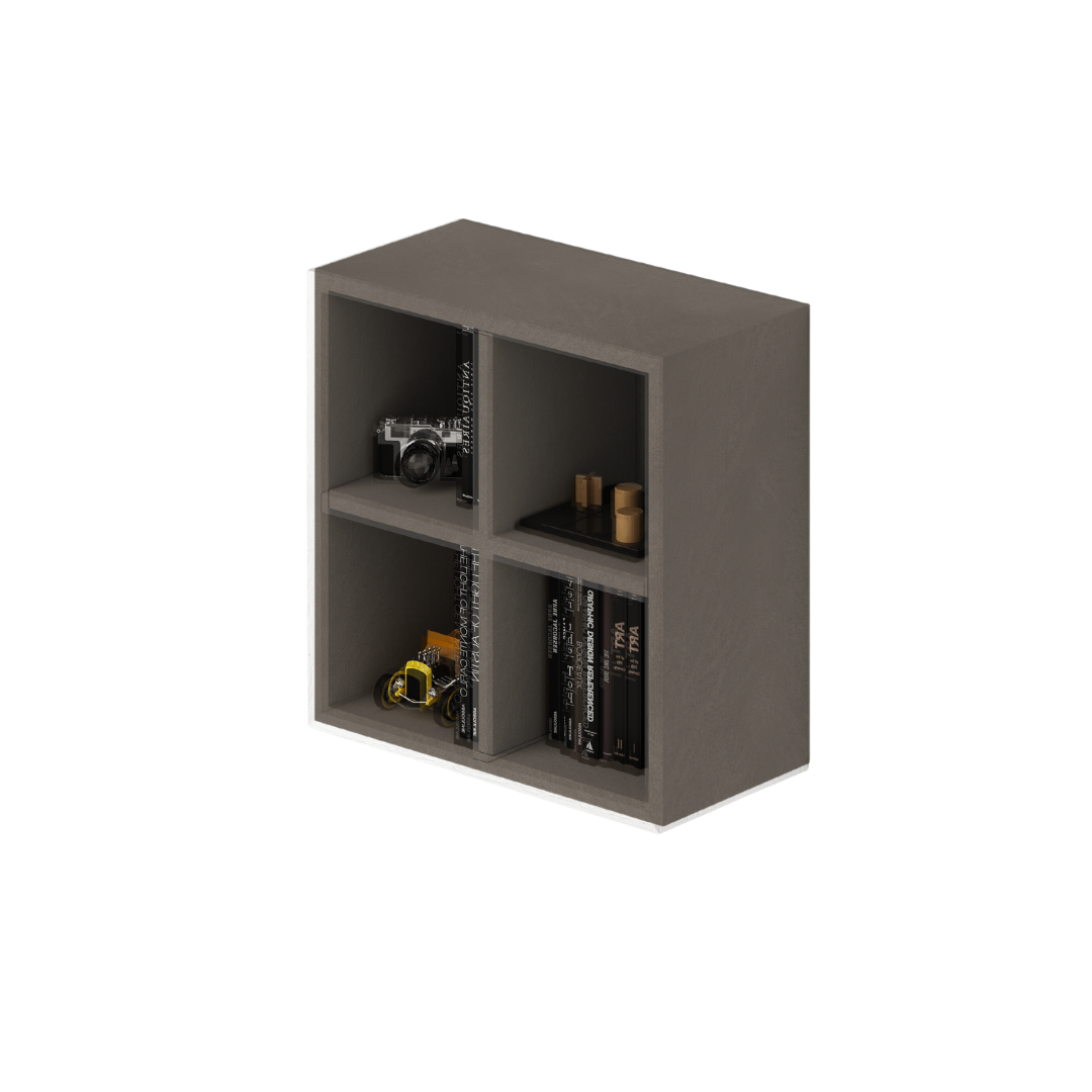 Wall unit with 4 open compartments in Mud color H60x60x30cm